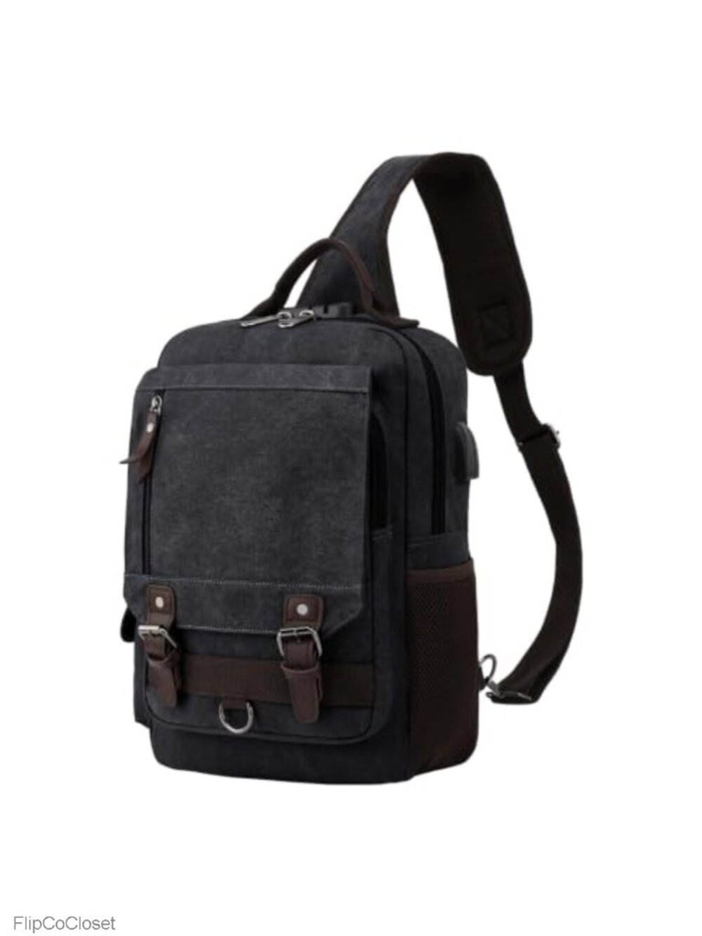 Leaper Canvas Messenger Bag Crossbody Sling USB Port Fits 14" Laptop